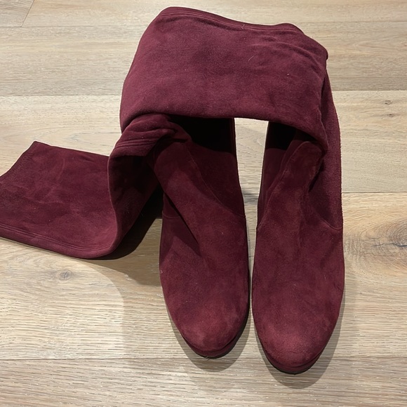 Burgundy Suede Stuart Weitzman Tall Boots - Picture 3 of 5